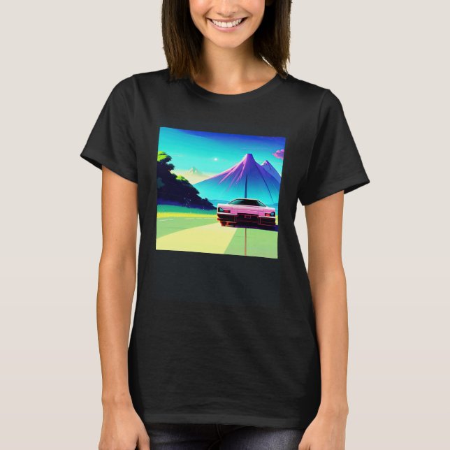 Synthwave car out retrowave futuresynth sci fi t shirt (Framsida)