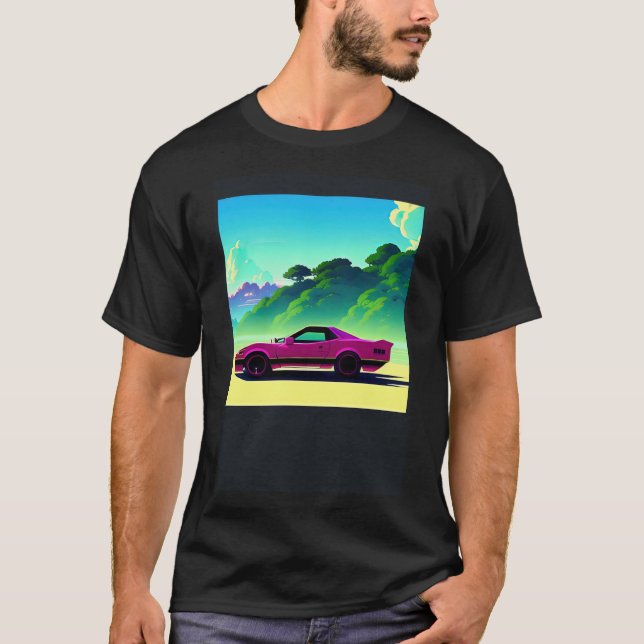 Synthwave car out retrowave futuresynth sci fi t shirt (Framsida)