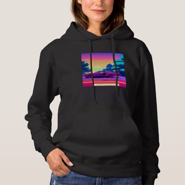 Synthwave car outrun retrowave futuresynth sci fi  t shirt (Framsida)