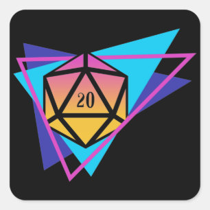 Synthwave D20 Dice Steampunk Tabletop RPG Fyrkantigt Klistermärke