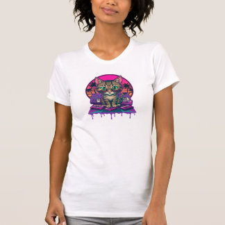 Synthwave DJ Cat T Shirt