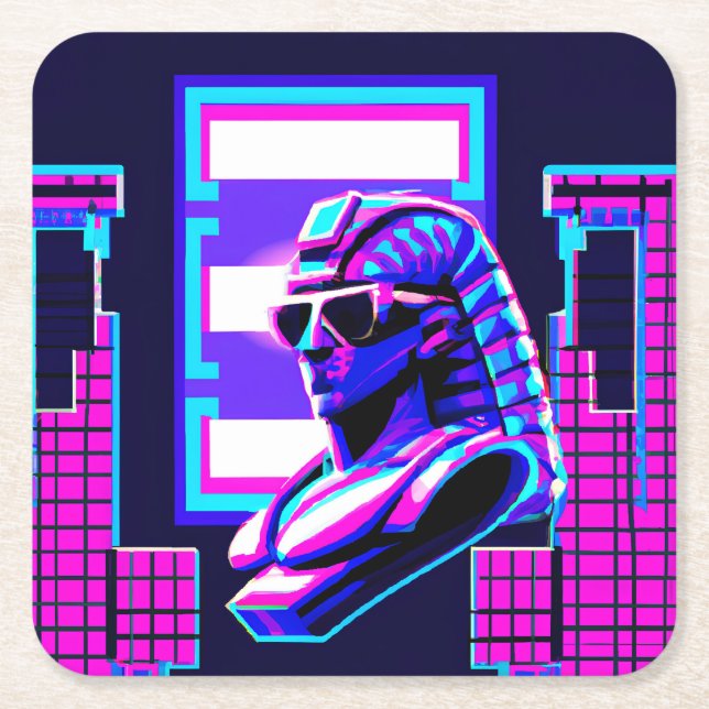 Synthwave Farao Underlägg Papper Kvadrat (Framsidan)