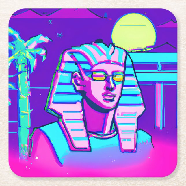 Synthwave Farao Underlägg Papper Kvadrat (Framsidan)