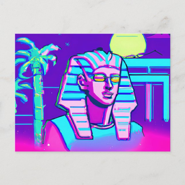 Synthwave Farao Vykort (Framsida)