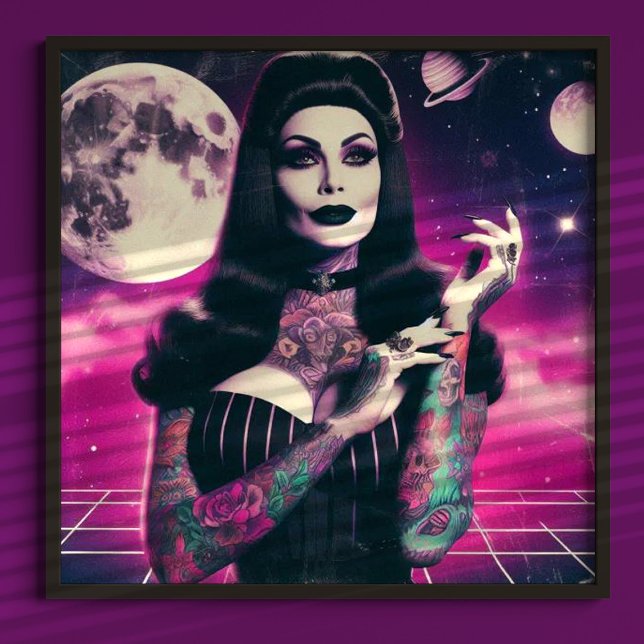 Synthwave Goth Pin-up Poster (Skapare uppladdad)