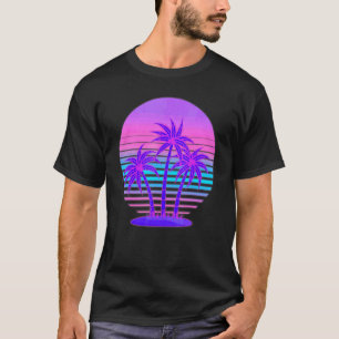 Synthwave Handflatan Träd Retro 80-talets Vaporwav T Shirt