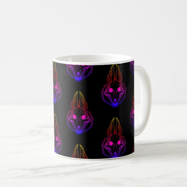 Synthwave Jackals Skull Coffee Mugg (Framsida höger)