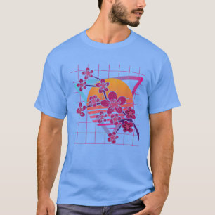 Synthwave Japan Sakura Flower 90 s Vaporwave Cherr T Shirt