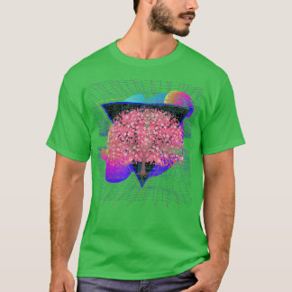 Synthwave Japan Sakura Träd Vaporwave Cherry Bloss T Shirt