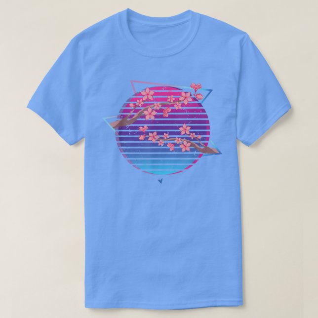Synthwave Japanskt Flower Sakura Vaporwave Cherry T Shirt (Design framsida)