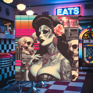 Synthwave Kuslig Pinup Kakelplatta