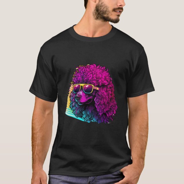 Synthwave med Pudel Retrowave på 80 sekunder T Shirt (Framsida)