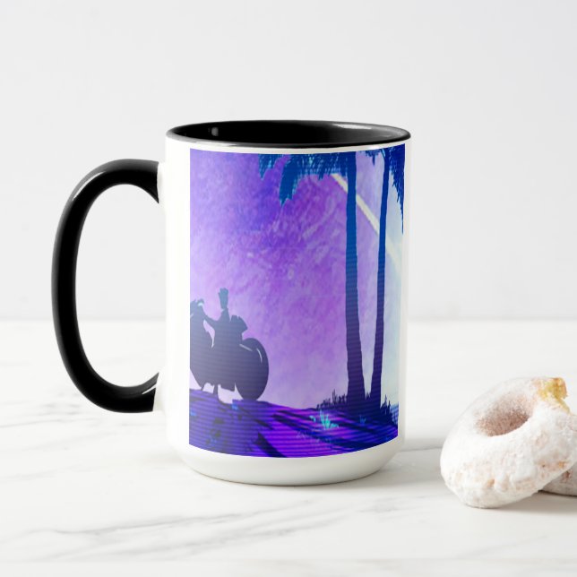 Synthwave Motorcycle Mug Mugg (Med munk)