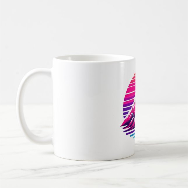 Synthwave Mountain Mug – Retro Sunset Coffee Cup Kaffemugg (Vänster)