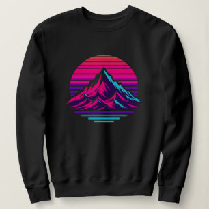 Synthwave Mountain-tröja – Retro Sunset Street T Shirt