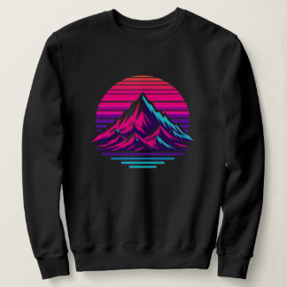 Synthwave Mountain-tröja – Retro Sunset Street T Shirt