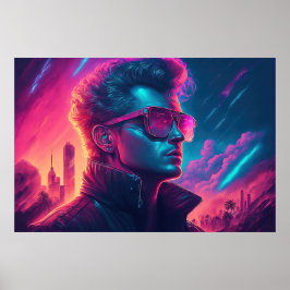 Synthwave-navigering: Den upplysta ikonen Poster