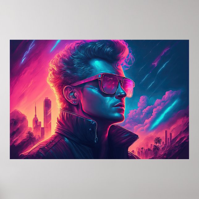 Synthwave-navigering: Den upplysta ikonen Poster (Framsidan)