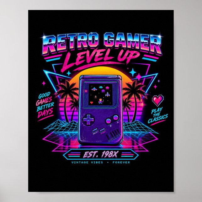 Synthwave Neon Arkadspel Väggkonst (Framsidan)
