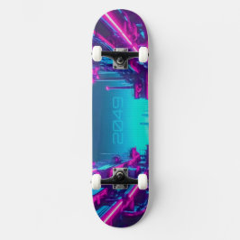 Synthwave Neon City Cyberpunk Industrial Mini Skateboard Bräda 18,5 Cm