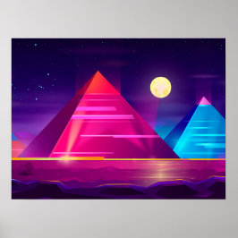Synthwave Neon City - Egypten, pyramid Poster