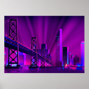 Synthwave Neon City San Francisco Poster