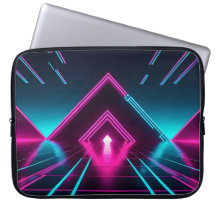 Synthwave Neon Pyramid Tunnel Lysande Cyberpunk