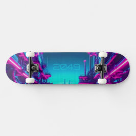 Synthwave Neon Stad Cyberpunk Industriell Mini Skateboard Bräda 18,5 Cm