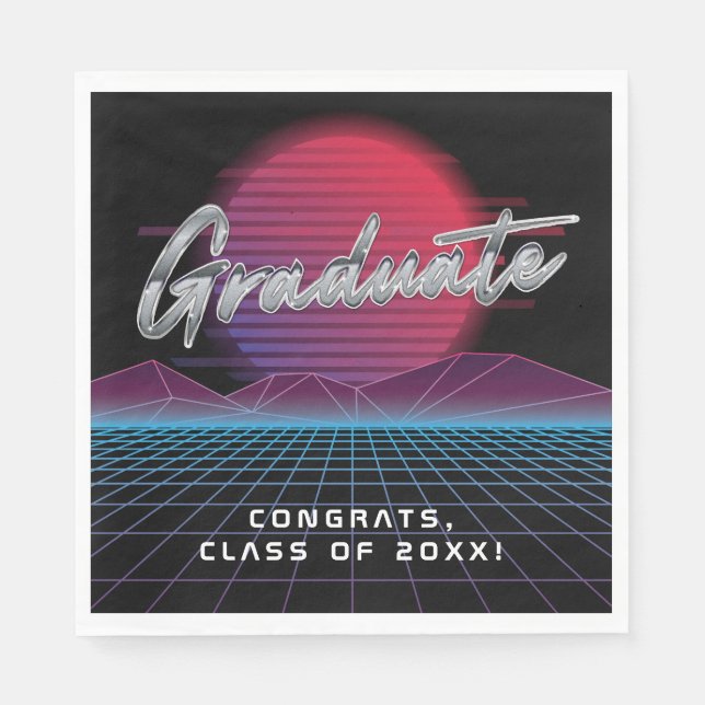 Synthwave New Wave Grad Party i coola Retro 80 Pappersservett (Framsidan)