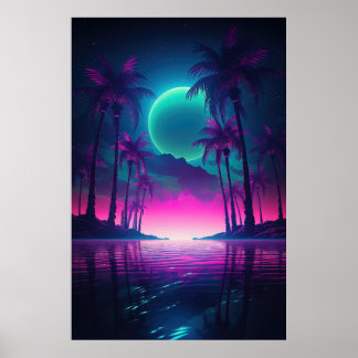 Synthwave Oasis: A Natt Escape to Paradise Poster