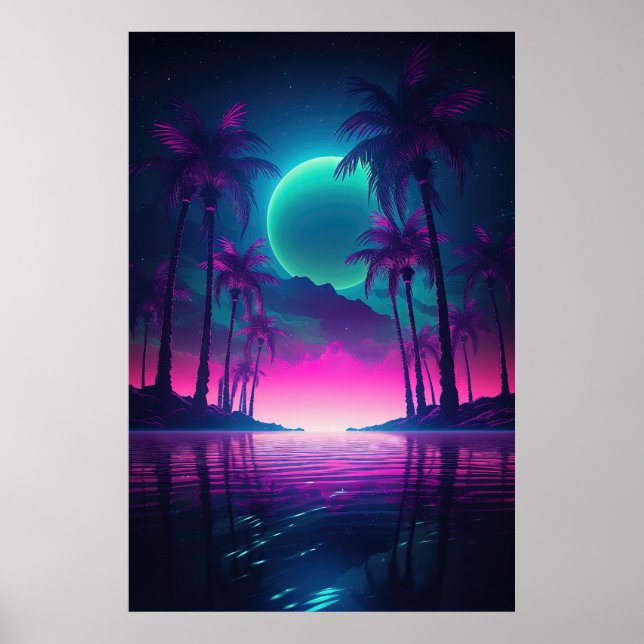 Synthwave Oasis: A Natt Escape to Paradise Poster (Framsidan)