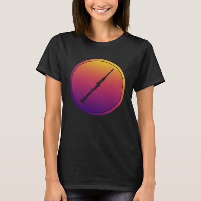 Synthwave Orchestra Instrument Retrowave Clarinet T Shirt (Framsida)