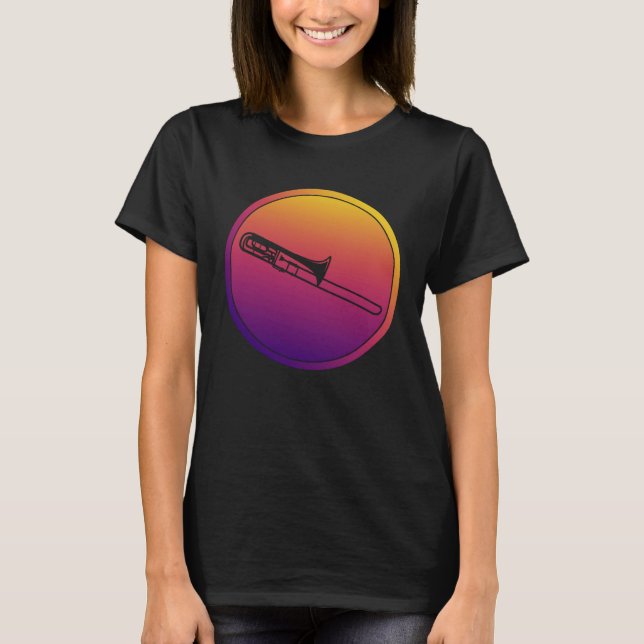 Synthwave Orchestra Instrument Retrowave Trombone  T Shirt (Framsida)