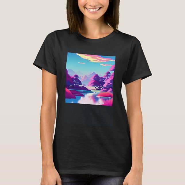 Synthwave outrun retrowave futuresynth sci fi 10 t shirt (Framsida)