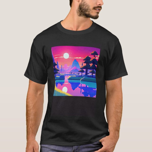 Synthwave outrun retrowave futuresynth sci fi 11 t shirt (Framsida)