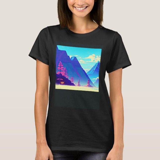 Synthwave outrun retrowave futuresynth sci fi 12 t shirt (Framsida)
