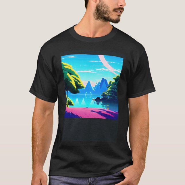 Synthwave outrun retrowave futuresynth sci fi 17 t shirt (Framsida)