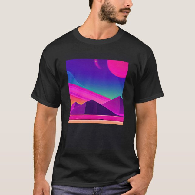 Synthwave outrun retrowave futuresynth sci fi 20 t shirt (Framsida)
