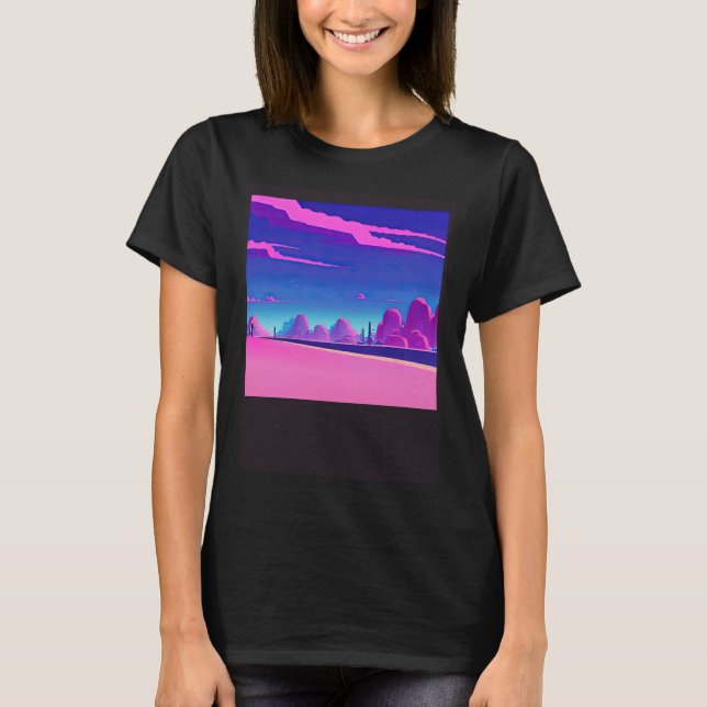 Synthwave outrun retrowave futuresynth sci fi  20 t shirt (Framsida)