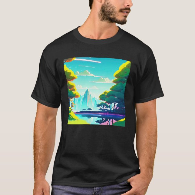 Synthwave outrun retrowave futuresynth sci fi 21 t shirt (Framsida)