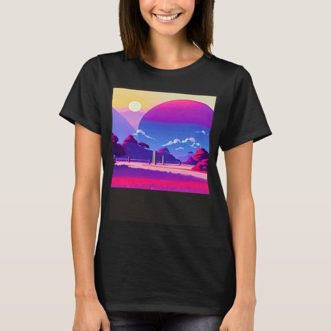 Synthwave outrun retrowave futuresynth sci fi 23 t shirt (Framsida)