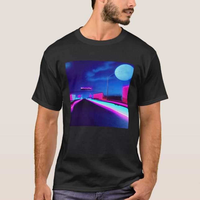 Synthwave outrun retrowave futuresynth sci fi 26 t shirt (Framsida)