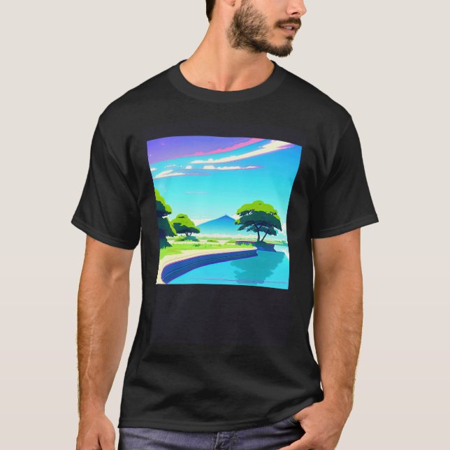 Synthwave outrun retrowave futuresynth sci fi 32 t shirt (Framsida)