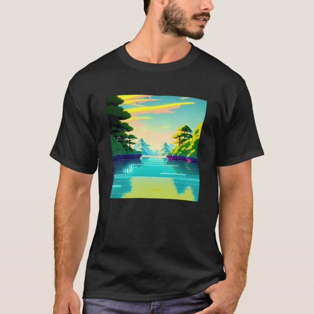 Synthwave outrun retrowave futuresynth sci fi 3 t shirt (Framsida)