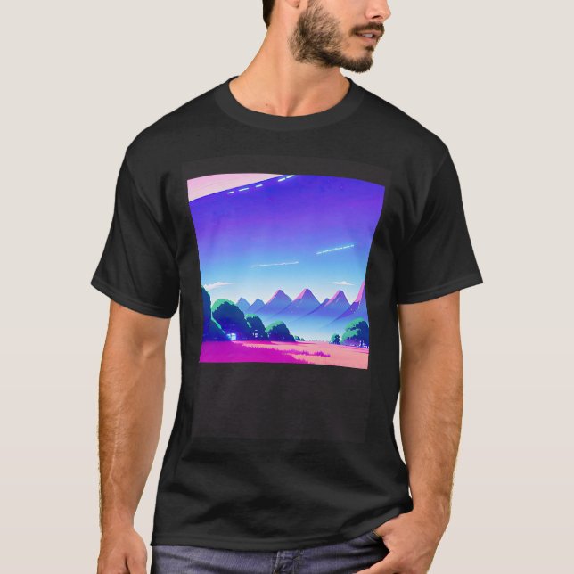 Synthwave outrun retrowave futuresynth sci fi 47 t shirt (Framsida)