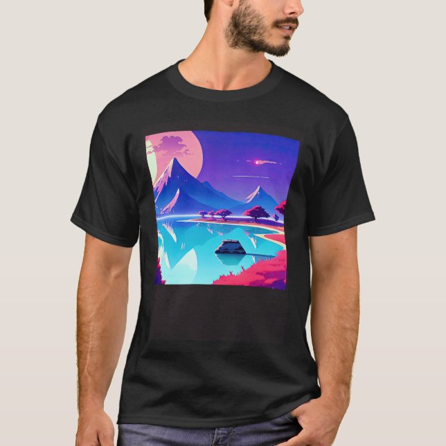 Synthwave outrun retrowave futuresynth sci fi 5 t shirt (Framsida)