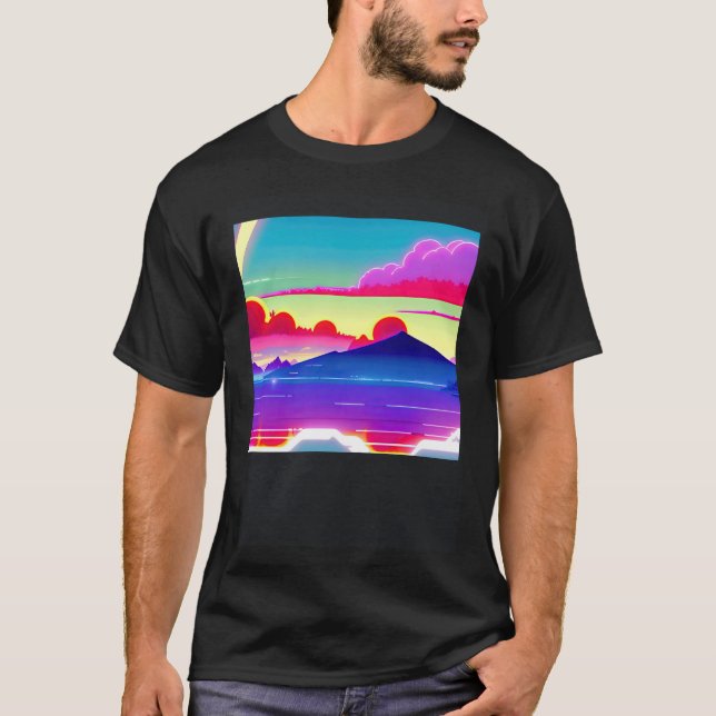 Synthwave outrun retrowave futuresynth sci fi 79 t shirt (Framsida)