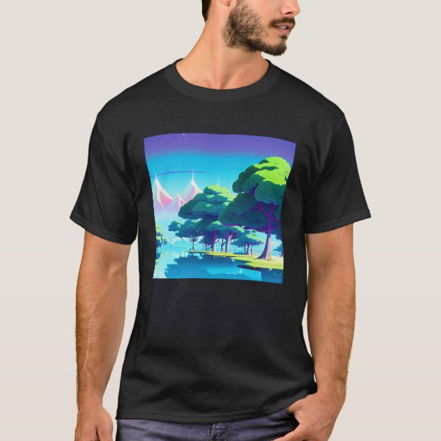 Synthwave outrun retrowave futuresynth sci fi 80 t shirt (Framsida)