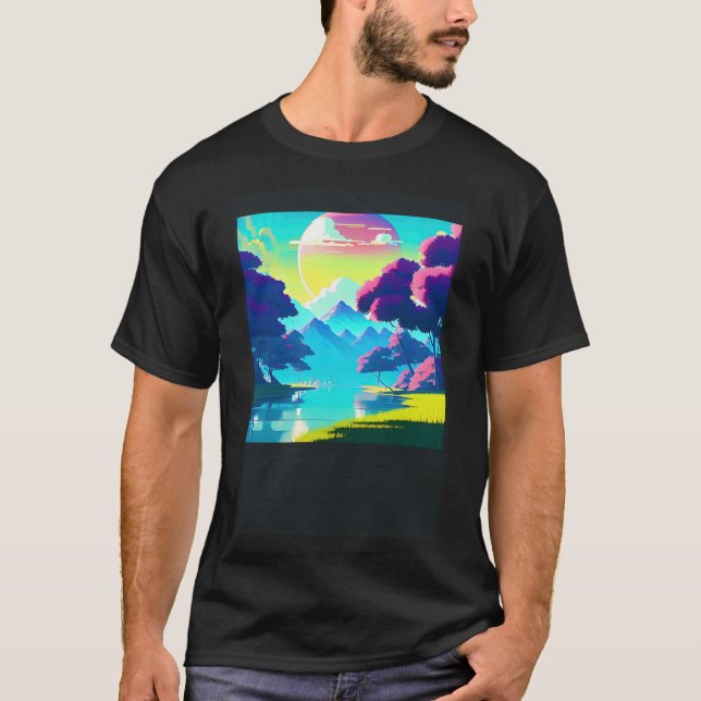 Synthwave outrun retrowave futuresynth sci fi 84 t shirt (Framsida)