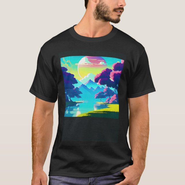 Synthwave outrun retrowave futuresynth sci fi 84 t shirt (Framsida)